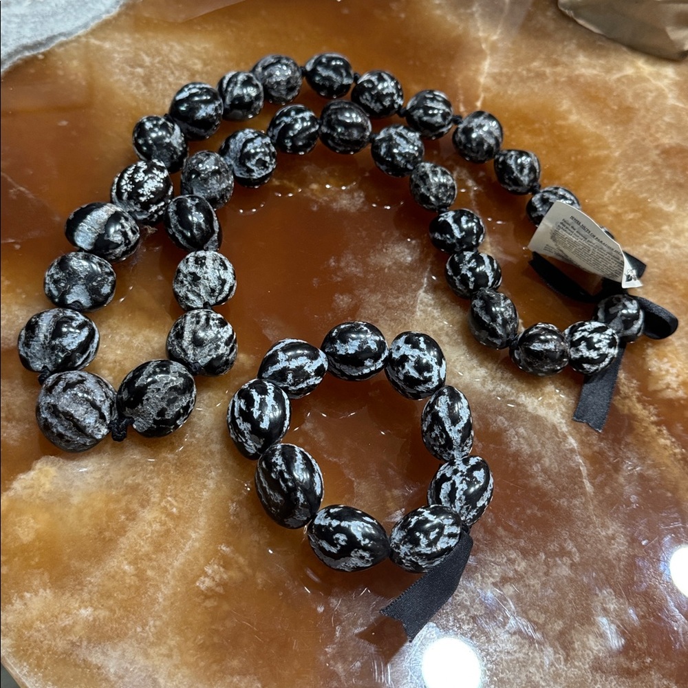Hawaiian Kukui nut necklace & bracelet set